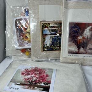 paint by number bundle  5 paint by numbers new includes canvas brush and paints